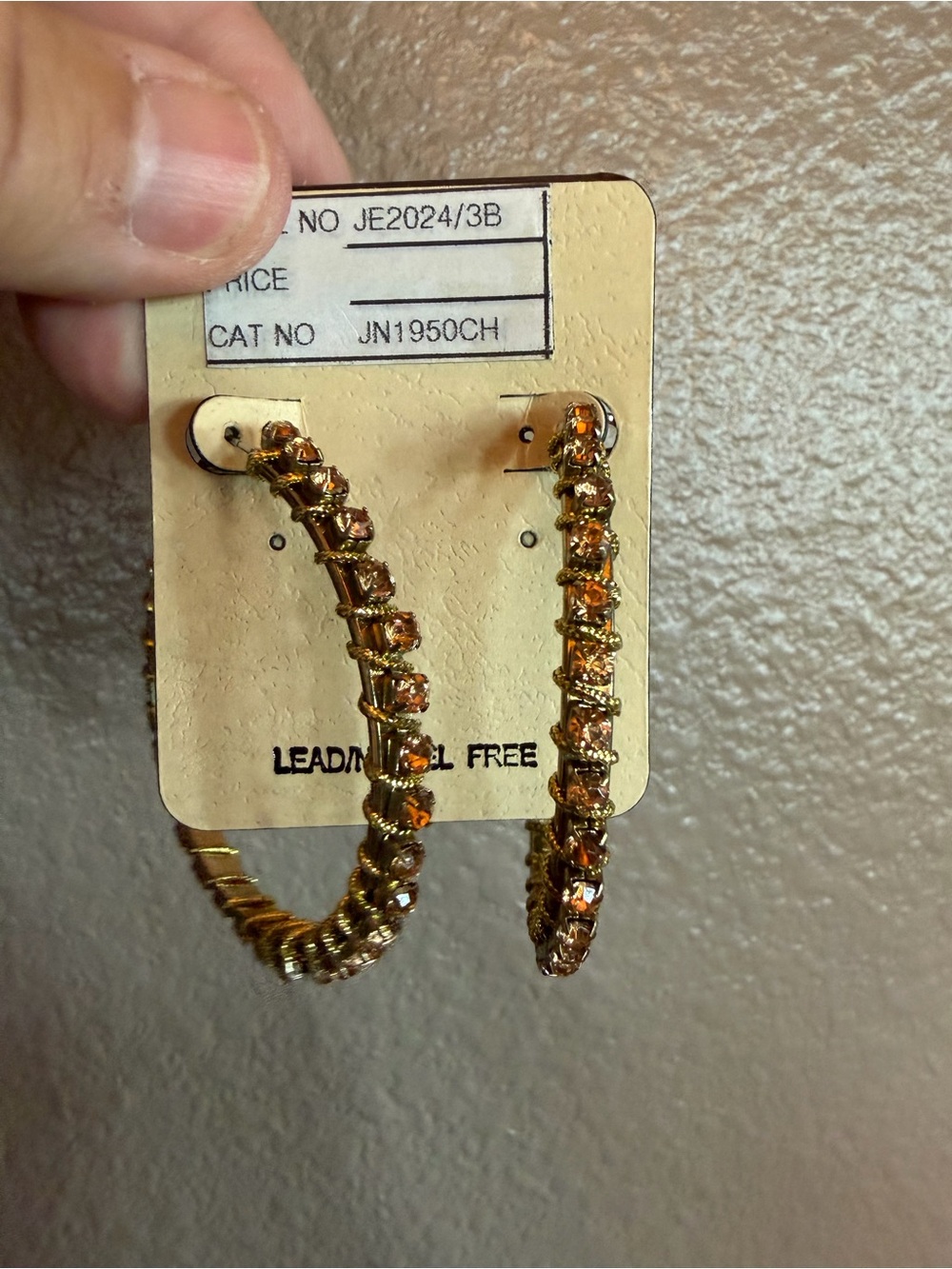Gold Crystal Hoop Earrings with Amber Accents - Women Jewelry